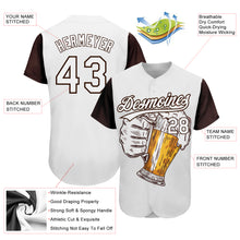 Загрузить изображение в средство просмотра галереи, Custom White Brown 3D Pattern Design Beer Festival Authentic Baseball Jersey