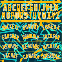 Laden Sie das Bild in den Galerie-Viewer, Custom Green Gold-White 3D Pattern Design Abstract Grunge Art Authentic Basketball Jersey