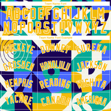 Загрузить изображение в средство просмотра галереи, Custom Royal Gold-White 3D Pattern Design Abstract Geometric Shapes Authentic Basketball Jersey