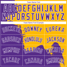 Load image into Gallery viewer, Custom Gold Purple-White 3D Pattern Design Abstract Grunge Halftone Art Authentic Basketball Jersey