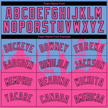 Load image into Gallery viewer, Custom Light Blue Pink-Black Holiday Travel Monuments Silhouette Authentic City Edition Basketball Jersey