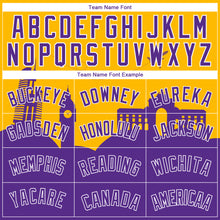 Load image into Gallery viewer, Custom Gold Purple-White Holiday Travel Monuments Silhouette Authentic City Edition Basketball Jersey