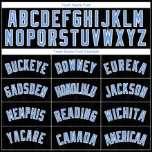 Загрузить изображение в средство просмотра галереи, Custom Black Light Blue-White Geometric Shapes And Side Stripes Authentic City Edition Basketball Jersey