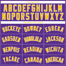 Load image into Gallery viewer, Custom Purple Gold-White Geometric Shapes And Side Stripes Authentic City Edition Basketball Jersey