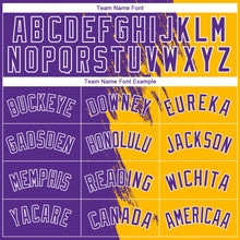 Load image into Gallery viewer, Custom Gold Purple-White Abstract Brush Splash Authentic City Edition Basketball Jersey