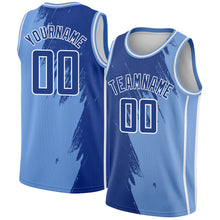 Laden Sie das Bild in den Galerie-Viewer, Custom Light Blue Royal-White Abstract Brush Splash Authentic City Edition Basketball Jersey