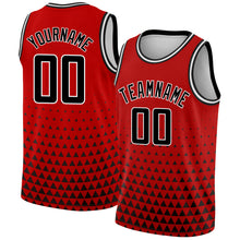 Charger l'image dans la galerie, Custom Red Black-White Triangle Shapes Authentic City Edition Basketball Jersey