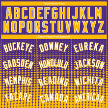 Laden Sie das Bild in den Galerie-Viewer, Custom Purple Gold-White Halftone Authentic City Edition Basketball Jersey
