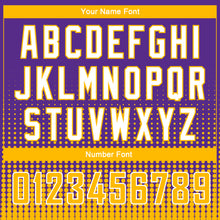 Laden Sie das Bild in den Galerie-Viewer, Custom Purple Gold-White Halftone Authentic City Edition Basketball Jersey