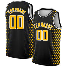 Charger l'image dans la galerie, Custom Black Gold-White Halftone Authentic City Edition Basketball Jersey