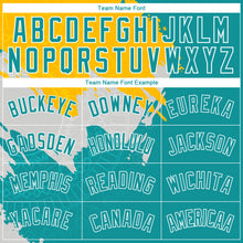 Загрузить изображение в средство просмотра галереи, Custom Gold Aqua-White 3D Pattern Design Religion Authentic Basketball Jersey