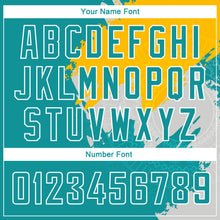 Загрузить изображение в средство просмотра галереи, Custom Gold Aqua-White 3D Pattern Design Religion Authentic Basketball Jersey