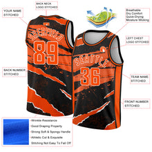 Загрузить изображение в средство просмотра галереи, Custom Black Orange-White 3D Pattern Design Torn Paper Style Authentic Basketball Jersey