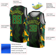 Загрузить изображение в средство просмотра галереи, Custom Black Kelly Green-Gold 3D Pattern Design Geometric Shapes Authentic Basketball Jersey