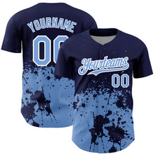 Charger l'image dans la galerie, Custom Navy Light Blue-White 3D Pattern Design Abstract Splash Grunge Art Authentic Baseball Jersey