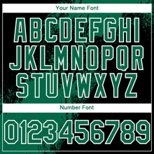 Load image into Gallery viewer, Custom Black Kelly Green-White 3D Pattern Design Abstract Brush Stroke Authentic Baseball Jersey