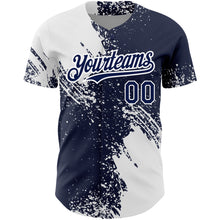 Charger l'image dans la galerie, Custom Navy White 3D Pattern Design Abstract Brush Stroke Authentic Baseball Jersey