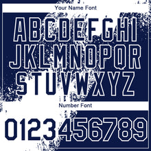 Charger l'image dans la galerie, Custom Navy White 3D Pattern Design Abstract Brush Stroke Authentic Baseball Jersey