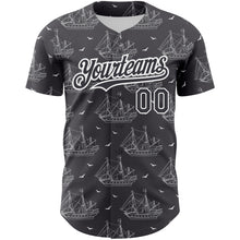 Load image into Gallery viewer, Custom Steel Gray White 3D Pattern Design Ship Frigate With Seagulls Authentic Baseball Jersey