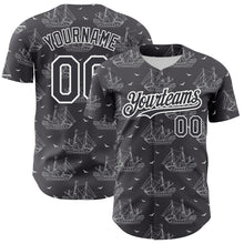 Load image into Gallery viewer, Custom Steel Gray White 3D Pattern Design Ship Frigate With Seagulls Authentic Baseball Jersey