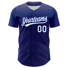 Load image into Gallery viewer, Custom Purple White-Royal 3D Pattern Design Crossed Lines Authentic Baseball Jersey