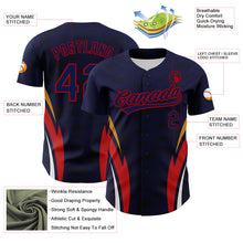 Load image into Gallery viewer, Custom Navy Red 3D Pattern Design Side Stripes Authentic Baseball Jersey