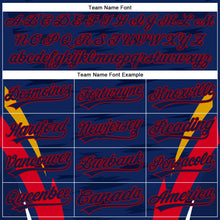 Load image into Gallery viewer, Custom Navy Red 3D Pattern Design Side Stripes Authentic Baseball Jersey