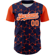 Charger l'image dans la galerie, Custom Navy Orange-White 3D Pattern Design Star Lines Authentic Baseball Jersey