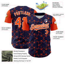 Charger l'image dans la galerie, Custom Navy Orange-White 3D Pattern Design Star Lines Authentic Baseball Jersey