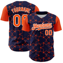 Charger l'image dans la galerie, Custom Navy Orange-White 3D Pattern Design Star Lines Authentic Baseball Jersey
