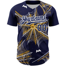 Charger l'image dans la galerie, Custom Navy Gold-White 3D Pattern Design Spider Web Authentic Baseball Jersey
