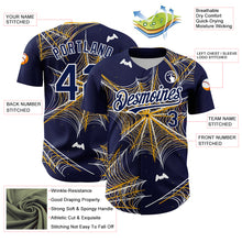 Charger l'image dans la galerie, Custom Navy Gold-White 3D Pattern Design Spider Web Authentic Baseball Jersey