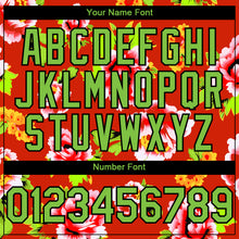 Load image into Gallery viewer, Custom Red Neon Green-Black 3D Pattern Design Northeast China Big Flower Authentic Baseball Jersey