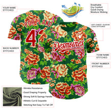 Load image into Gallery viewer, Custom Kelly Green Red-White 3D Pattern Design Northeast China Big Flower Authentic Baseball Jersey