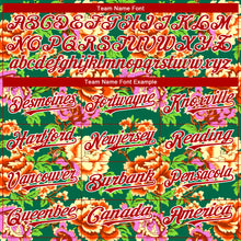 Load image into Gallery viewer, Custom Kelly Green Red-White 3D Pattern Design Northeast China Big Flower Authentic Baseball Jersey