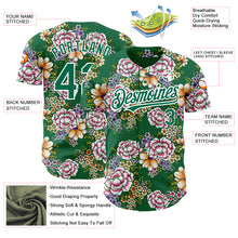 Load image into Gallery viewer, Custom Kelly Green White 3D Pattern Design Northeast China Big Flower Authentic Baseball Jersey