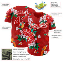 Load image into Gallery viewer, Custom Red White 3D Pattern Design Northeast China Big Flower Authentic Baseball Jersey