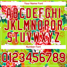 Load image into Gallery viewer, Custom Neon Green Red-White 3D Pattern Design Northeast China Big Flower Authentic Baseball Jersey