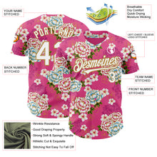 Load image into Gallery viewer, Custom Hot Pink White-Old Gold 3D Pattern Design Northeast China Big Flower Authentic Baseball Jersey