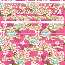 Load image into Gallery viewer, Custom Hot Pink White-Old Gold 3D Pattern Design Northeast China Big Flower Authentic Baseball Jersey
