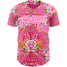 Load image into Gallery viewer, Custom Neon Pink Pink-White 3D Pattern Design Northeast China Big Flower Authentic Baseball Jersey