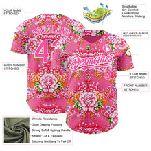 Load image into Gallery viewer, Custom Neon Pink Pink-White 3D Pattern Design Northeast China Big Flower Authentic Baseball Jersey