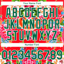 Load image into Gallery viewer, Custom Red Kelly Green-White 3D Pattern Design Northeast China Big Flower Authentic Baseball Jersey