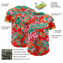 Load image into Gallery viewer, Custom Red Kelly Green-White 3D Pattern Design Northeast China Big Flower Authentic Baseball Jersey