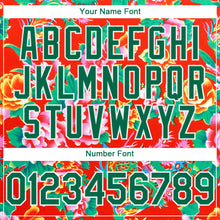 Load image into Gallery viewer, Custom Red Kelly Green-White 3D Pattern Design Northeast China Big Flower Authentic Baseball Jersey