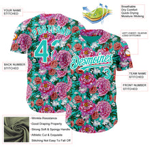 Загрузить изображение в средство просмотра галереи, Custom Pink Aqua-White 3D Pattern Design Northeast China Big Flower Authentic Baseball Jersey