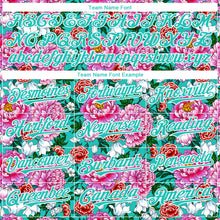 Загрузить изображение в средство просмотра галереи, Custom Pink Aqua-White 3D Pattern Design Northeast China Big Flower Authentic Baseball Jersey