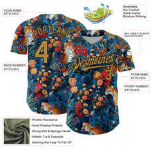 Charger l'image dans la galerie, Custom Royal Old Gold-Black 3D Pattern Design Northeast China Big Flower And Leopard Authentic Baseball Jersey