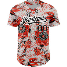 Load image into Gallery viewer, Custom Red Black-White 3D Pattern Design Northeast China Big Flower Authentic Baseball Jersey