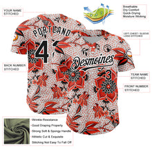 Load image into Gallery viewer, Custom Red Black-White 3D Pattern Design Northeast China Big Flower Authentic Baseball Jersey